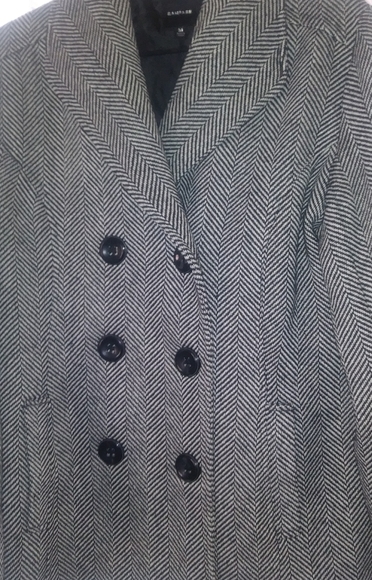 RAMPAGE PEA COAT BLACK & WHITE LINED BLAZER JACKET - Picture 2 of 8